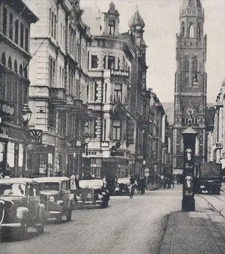 ALTE POSTKARTE KREFELD A-H-STRASSE 1943 PERSIL WMF RHEINISCHE ZEITUNG Oldtimer WHW Stempel Feldpost Ansichtskarte AK