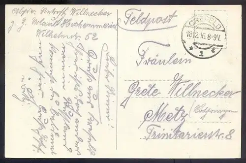 ALTE POSTKARTE CREFELD KAISER FRIEDRICH-HAIN Denkmal monument Feldpost Stempel 1916 Ansichtskarte AK postcard cpa