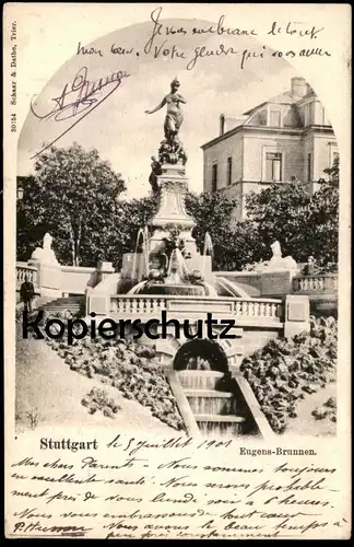 ALTE POSTKARTE STUTTGART EUGENS-BRUNNEN EUGENSBRUNNEN fontaine fountain 1901 Ansichtskarte AK postcard cpa