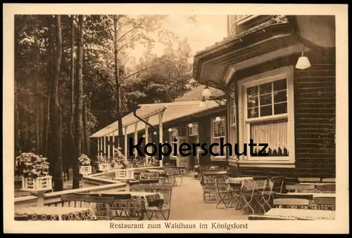 ALTE POSTKARTE RESTAURANT ZUM WALDHAUS IM KÖNIGSFORST KÖLN INH. WILH. ZASS Cöln Ansichtskarte AK cpa postcard