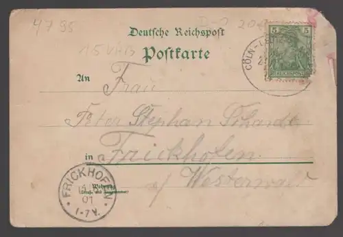 ALTE LITHO POSTKARTE GRUSS AUS DELLBRÜCK RESTAURATION DIEFENBACH ZUR GERMANIA Köln Cöln Ansichtskarte AK cpa postcard