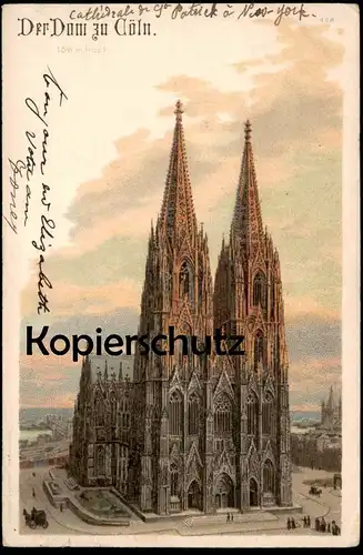 ALTE LITHO KÜNSTLER POSTKARTE DER DOM ZU CÖLN 1903 Köln Kirche Ansichtskarte AK cpa postcard