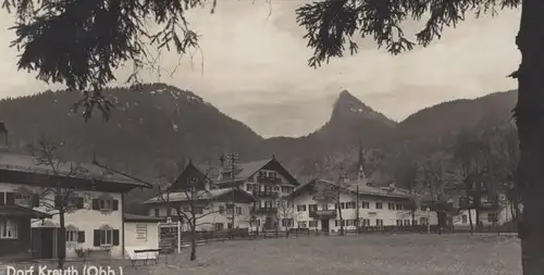 ALTE POSTKARTE DORF KREUTH SCHRIFTZUG BÄCKEREI GEMISCHTWAREN HANDLUNG REISE ANDENKEN OBERBAYERN BAYERN AK Ansichtskarte