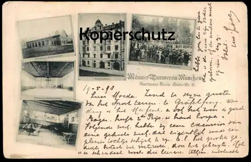 ALTE POSTKARTE MÄNNER TURNVEREIN MÜNCHEN SPIELPLATZ GRÄFLING Verein Turnen Sport gymnastics cpa postcard Ansichtskarte
