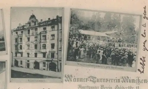 ALTE POSTKARTE MÄNNER TURNVEREIN MÜNCHEN SPIELPLATZ GRÄFLING Verein Turnen Sport gymnastics cpa postcard Ansichtskarte