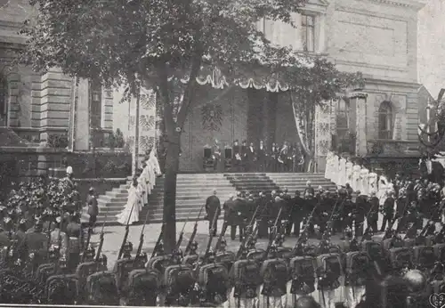 ALTE POSTKARTE KREFELD KAISERBESUCH 1902 DIE HULDIGUNG VOR DEM KAISER WILHELM-MUSEUM Crefeld cpa postcard Ansichtskarte