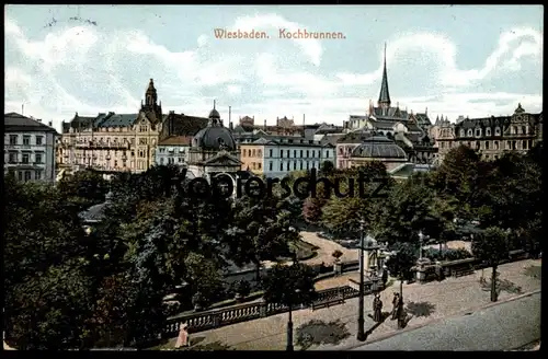 ALTE POSTKARTE WIESBADEN KOCHBRUNNEN PANORAMA AK cpa postcard Ansichtskarte