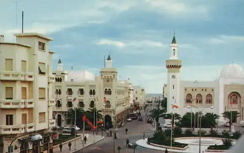 ÄLTERE POSTKARTE SFAX TUNISIE PLACE HEDI CHAKER ET PALAIS DE LA MUNICIPALITÉ Tunesien Tunisia Tunisie AK cpa postcard
