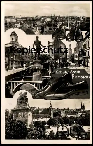 ALTE POSTKARTE SCHUH-STADT PIRMASENS 1938 Schuhe Schuhstadt montage photo shoes shoe Ansichtskarte AK postcard cpa