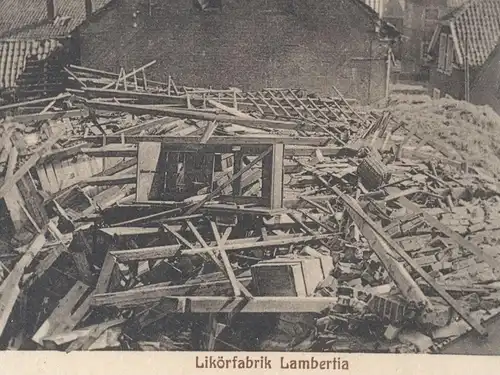 ALTE POSTKARTE WIRBELSTURMKATASTROPHE LINGEN 1. JUNI 1927 LIKÖRFABRIK LAMBERTIA AM SCHULPLATZ Sturm storm postcard