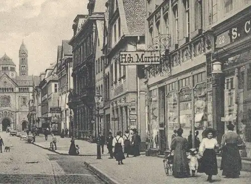 ALTE POSTKARTE SPEYER HAUPTSTRASSE SIMON MAYER HEINRICH MORITZ FRANZ TRIEBS SCHMIDT'S KAFFEE Ansichtskarte AK postcard