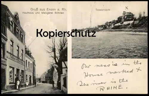 ALTE POSTKARTE GRUSS AUS ENSEN A. RH. KAUFHAUS UND METZGEREI BÖHNEN TOTALANSICHT Köln Porz Cöln AK cpa postcard