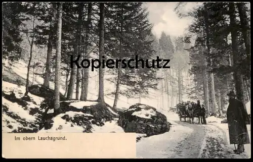 ALTE POSTKARTE IM OBERN LAUCHAGRUND OBERER OBEREN Tabarz Stimmungsbild Winter Pferdefuhrwerk Holz Beruf Ansichtskarte AK