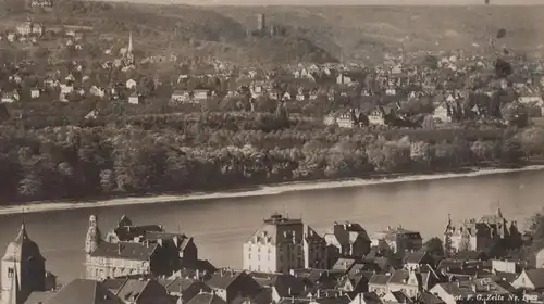 ALTE POSTKARTE KÖNIGSWINTER AM RHEIN MIT BLICK AUF BAD GODESBERG DER DEUTSCHE RHEIN Ansichtskarte postcard AK cpa