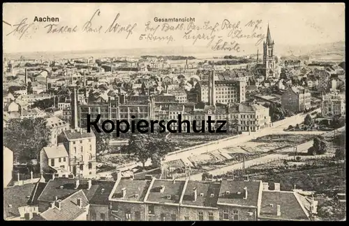 ALTE POSTKARTE AACHEN GESAMTANSICHT PANORAMA TOTAL Eisenbahn Eisenbahnlinie postcard AK Ansichtskarte cpa