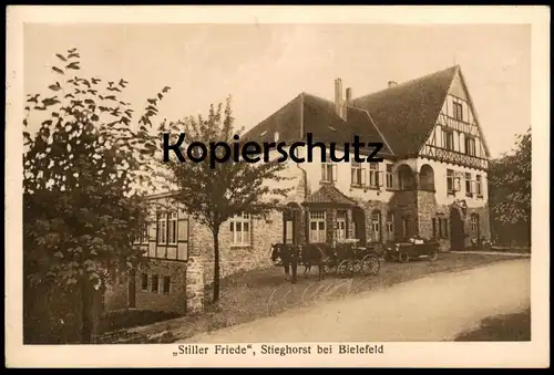 ALTE POSTKARTE STILLER FRIEDE STIEGHORST BEI BIELEFELD AUTO KUTSCHE PFERDE car voiture postcard AK Ansichtskarte cpa