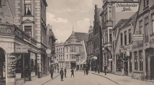 ALTE POSTKARTE DELMENHORST LANGESTRASSE GESCHÄFT BRANDENBUSCH MÜLLER NEUGARTEN DELMENHORSTER BANK Ansichtskarte postcard