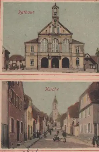 ALTE POSTKARTE EPFIG RATHAUS WIRTSCHAFT CONSTANTIN HELD KIRCHE ELSASS Alsace AK postcard Ansichtskarte cpa