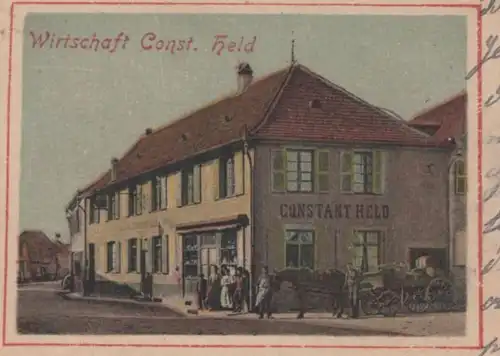 ALTE POSTKARTE EPFIG RATHAUS WIRTSCHAFT CONSTANTIN HELD KIRCHE ELSASS Alsace AK postcard Ansichtskarte cpa