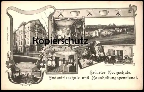 ALTE POSTKARTE ERFURTER KOCHSCHULE INDUSTRIESCHULE UND HAUSHALTUNGSPENSIONAT ERFURT cooking postcard Ansichtskarte cpa