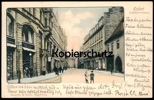 ALTE POSTKARTE ERFURT SCHLÖSSERSTRASSE HUGO HOFFMANN SCHUHE MORGENRÖCKE PELZWAREN postcard AK Ansichtskarte cpa