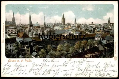 ALTE POSTKARTE ESSEN AN DER RUHR PANORAMA 1909 Gesamtansicht Verlag Küllenberg & Louis Glaser postcard Ansichtskarte cpa