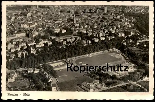 ALTE POSTKARTE LANDAU PFALZ FLIEGERAUFNAHME FUSSBALLPLATZ STADION stadium stade Ansichtskarte postcard cpa AK