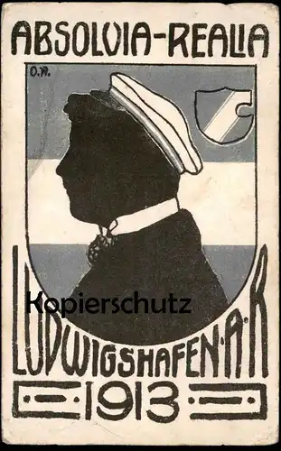 ALTE POSTKARTE LUDWIGSHAFEN ABSOLVIA REALIA 1913 Couleurkarte Studentika Studentica Schule Ansichtskarte postcard cpa AK