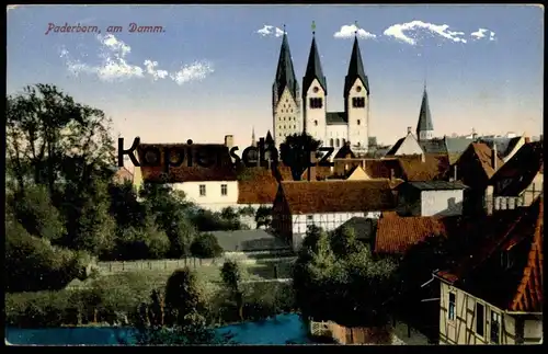 ALTE POSTKARTE PADERBORN AM DAMM DOM PANORAMA TOTALANSICHT cpa Ansichtskarte postcard AK