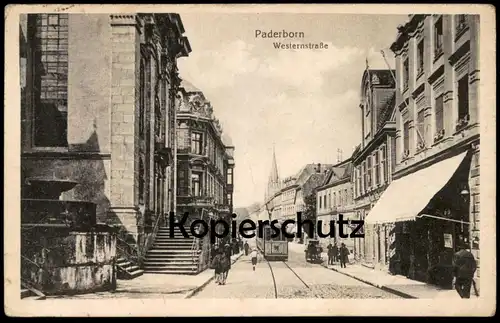 ALTE POSTKARTE PADERBORN WESTERNSTRASSE STRASSENBAHN tram tramway cpa Ansichtskarte postcard AK