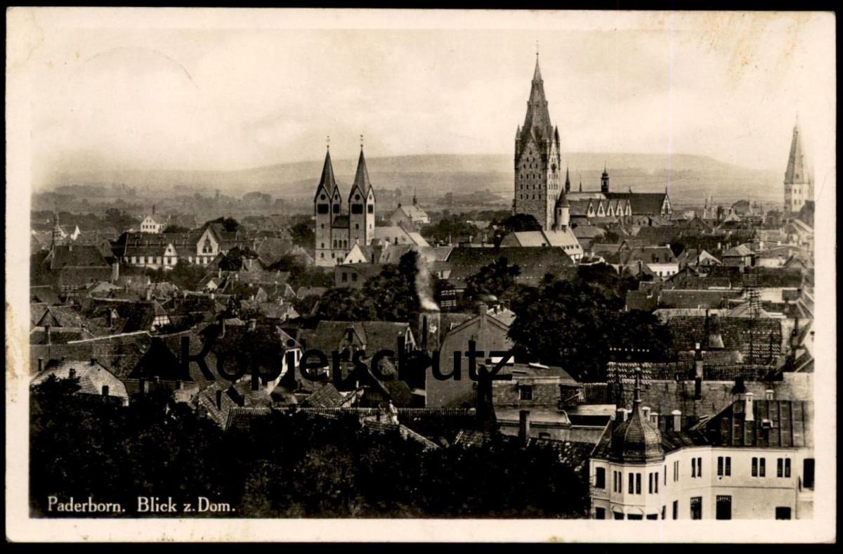 ALTE POSTKARTE PADERBORN BLICK ZUM DOM Feldpost 13.11.1939