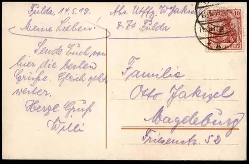 ALTE POSTKARTE FULDA TOTALANSICHT PANORAMA 1919 Gesamtansicht Ansichtskarte cpa postcard AK