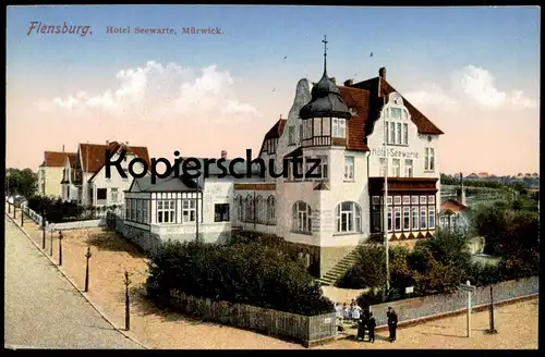 ALTE POSTKARTE FLENSBURG HOTEL SEEWARTE MÜRWICK 1917 Ansichtskarte cpa postcard AK