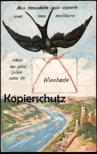 ALTE POSTKARTE VUES DE WIESBADE AVEC MES MEILLEURS WIESBADEN Systemkarte Leporello carte à systeme cpa postcard AK