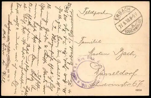 ALTE POSTKARTE ERBACH IM ODENWALD KREISAMT FELDPOST 1918 Ansichtskarte cpa postcard AK