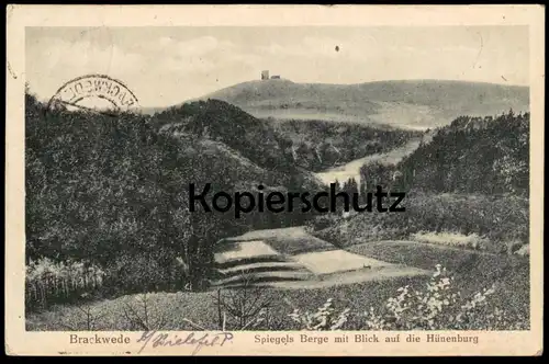ALTE POSTKARTE BRACKWEDE SPIEGELS BERGE MIT BLICK AUF DIE HÜNENBURG Bielefeld Ansichtskarte cpa postcard AK