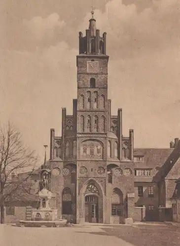 ALTE POSTKARTE BRANDENBURG AN DER HAVEL ALTSTÄDTISCHES RATHAUS MIT DENKMAL FRIEDRICH I. Ansichtskarte cpa postcard AK