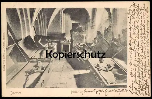 ALTE POSTKARTE BREMEN BLEIKELLER MUMIE TOTENSCHÄDEL grave Grab Bestattung funeral mummy Ansichtskarte cpa postcard AK