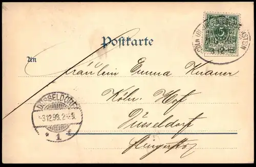 ALTE KÜNSTLER POSTKARTE EHRENBREITSTEIN RADDAMPFER DAMPFER Coblenz Koblenz 1898 Bahnpost Ansichtskarte cpa postcard AK