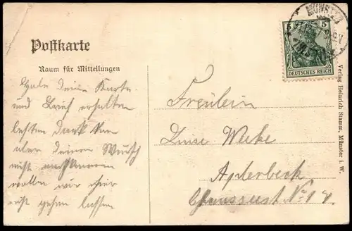 ALTE JUGENDSTIL POSTKARTE MÜNSTER I. W. KINDER PAAR IM SCHNE children couple enfants Ansichtskarte cpa postcard AK