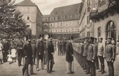 ALTE POSTKARTE UNTERHALTUNG KAISER WILHELM I. IM KAISERHOF BAD EMS H. JANIK Ansichtskarte cpa postcard AK