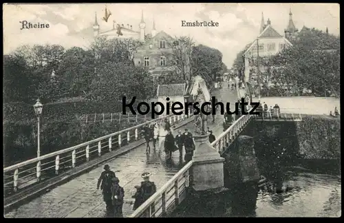 ALTE POSTKARTE RHEINE EMSBRÜCKE REITER PFERD 1906 Ems Brücke bridge pont Ansichtskarte cpa postcard AK