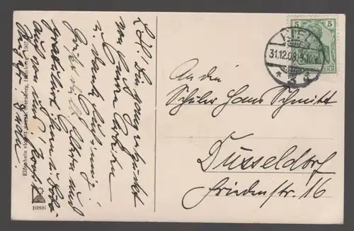 ALTE POSTKARTE KIEL KLEIN KIEL 1908 PROSIT NEUJAHR Winter Schnee snow postcard Ansichtskarte cpa AK