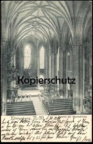 ALTE POSTKARTE KÖNIGSBERG NEUMARK INNERES DER MARIENKIRCHE 1899 Kirche Chojna church église postcard cpa AK