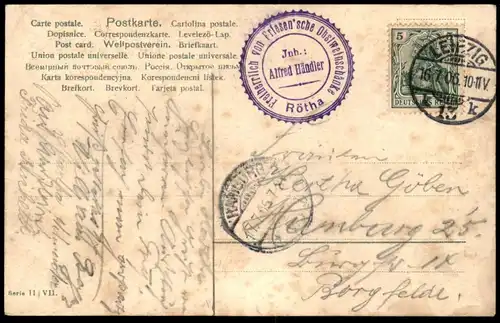 ALTE POSTKARTE GRUSS VON DER BAUMBLÜTE RÖTHA STEMPEL FREIHERRLICH VON FRIESEN'SCHE OBSTWEINSCHÄNKE INH. HÄNDLER