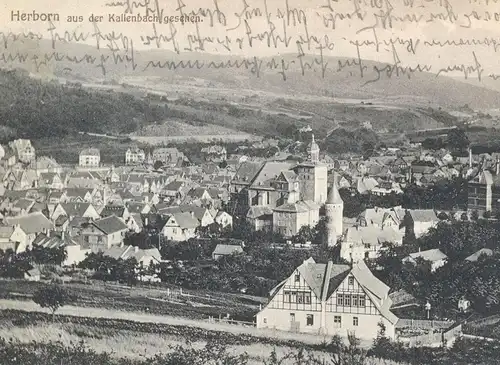 ALTE POSTKARTE HERBORN AUS DER KALLENBACH GESEHEN 1909 Totalansicht Total Gesamtansicht Ansichtskarte cpa postcard AK