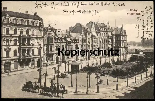 ALTE POSTKARTE MAINZ FISCHTORPLATZ KUTSCHE postcard Ansichtskarte cpa AK