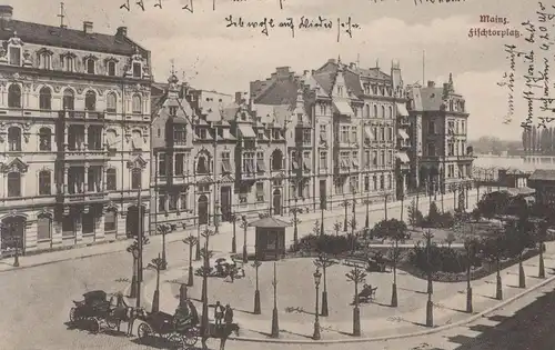 ALTE POSTKARTE MAINZ FISCHTORPLATZ KUTSCHE postcard Ansichtskarte cpa AK