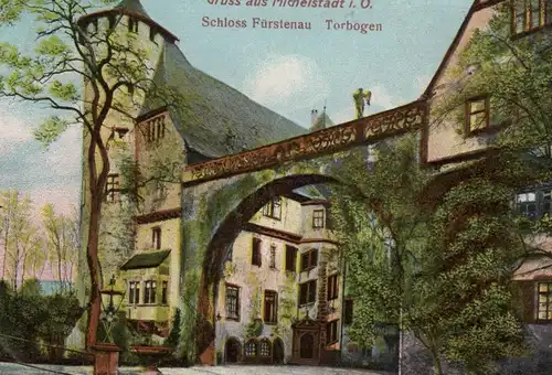 ALTE POSTKARTE GRUSS AUS MICHELSTADT IM ODENWALD SCHLOSS FÜRSTENAU TORBOGEN castle chateau postcard Ansichtskarte cpa AK