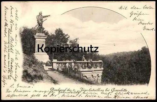 ALTE POSTKARTE DENKMAL DES 8. JÄGERBATAILLONS BEI GRAVELOTTE monument postcard Ansichtskarte cpa AK